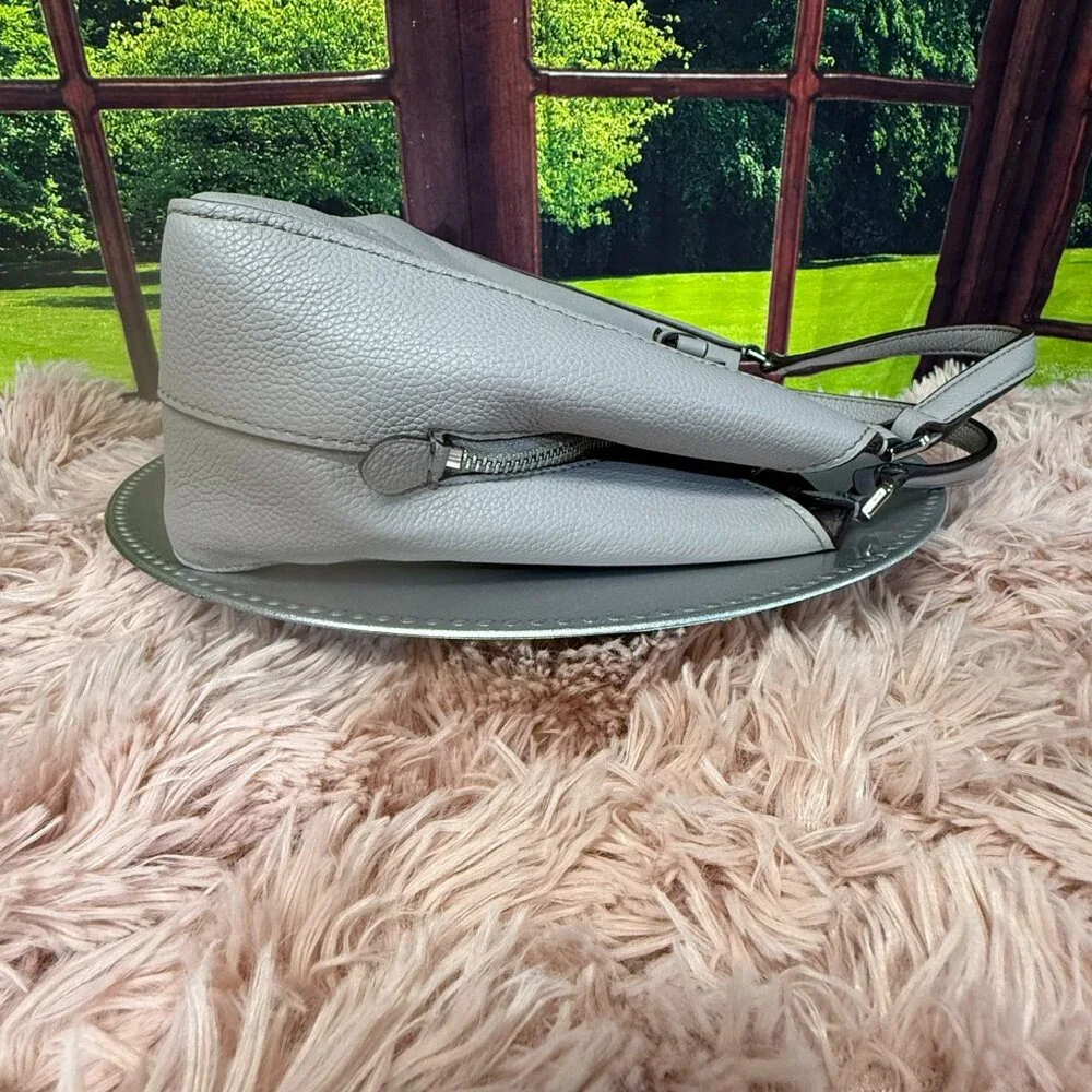 kate spade Gray Pebble Leather Satchel with Top Handle & Crossbody Strap